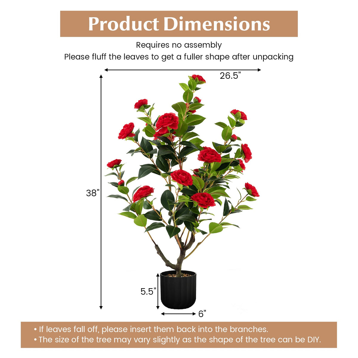 Faux Camellia Trees, 38" – Cement Pot Set of 2"