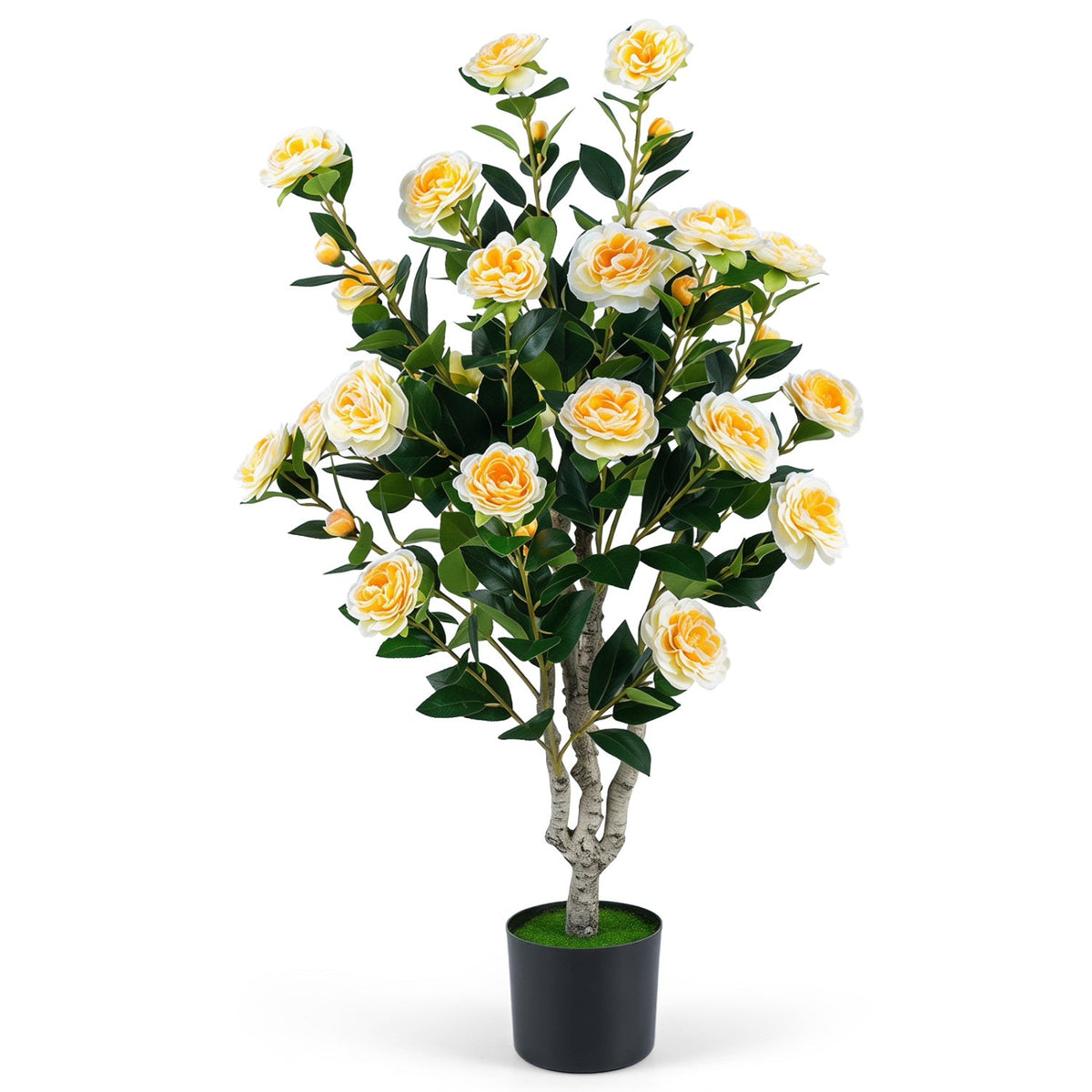 Faux Camellia Tree, 39.5" – Cement Pot
