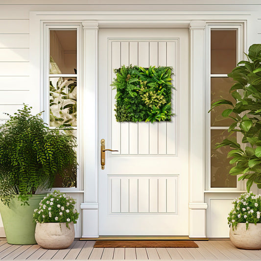 Faux Mixed Greenery Hedge, 20" x 20" – Indoor/Outdoor