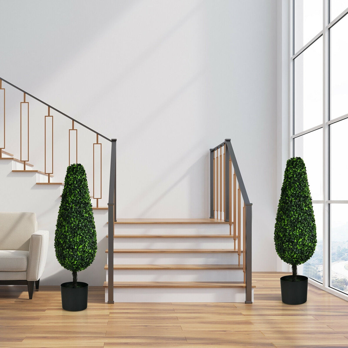 Faux Tower Topiary Trees, 3 FT – Set of 2
