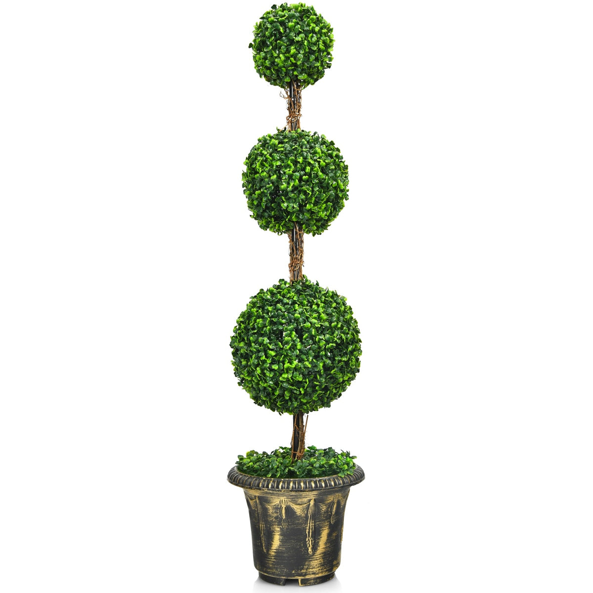 Faux Triple-Ball Topiary Tree, 4 FT – Potted