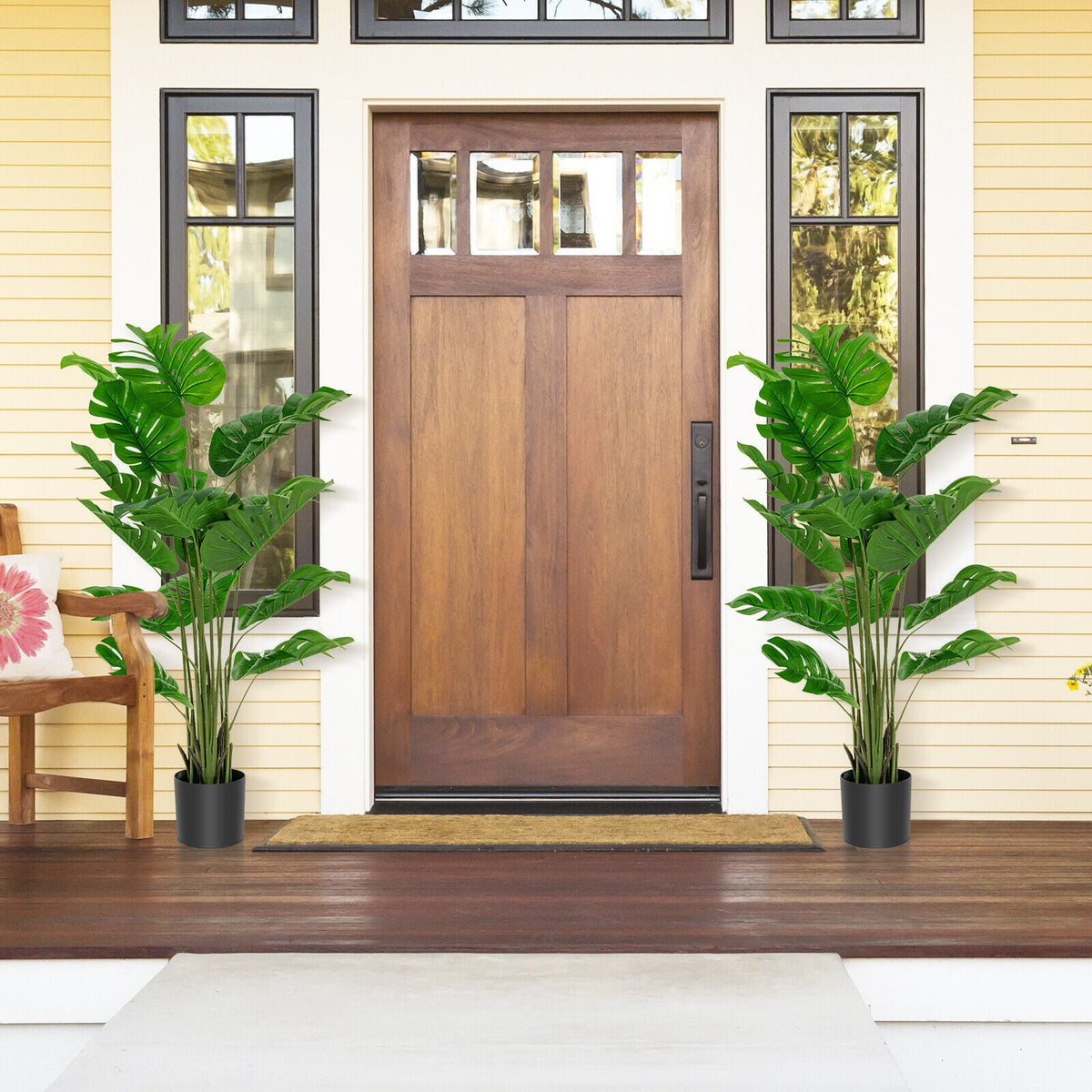 Faux Monstera Trees, 5 FT – Set of 2