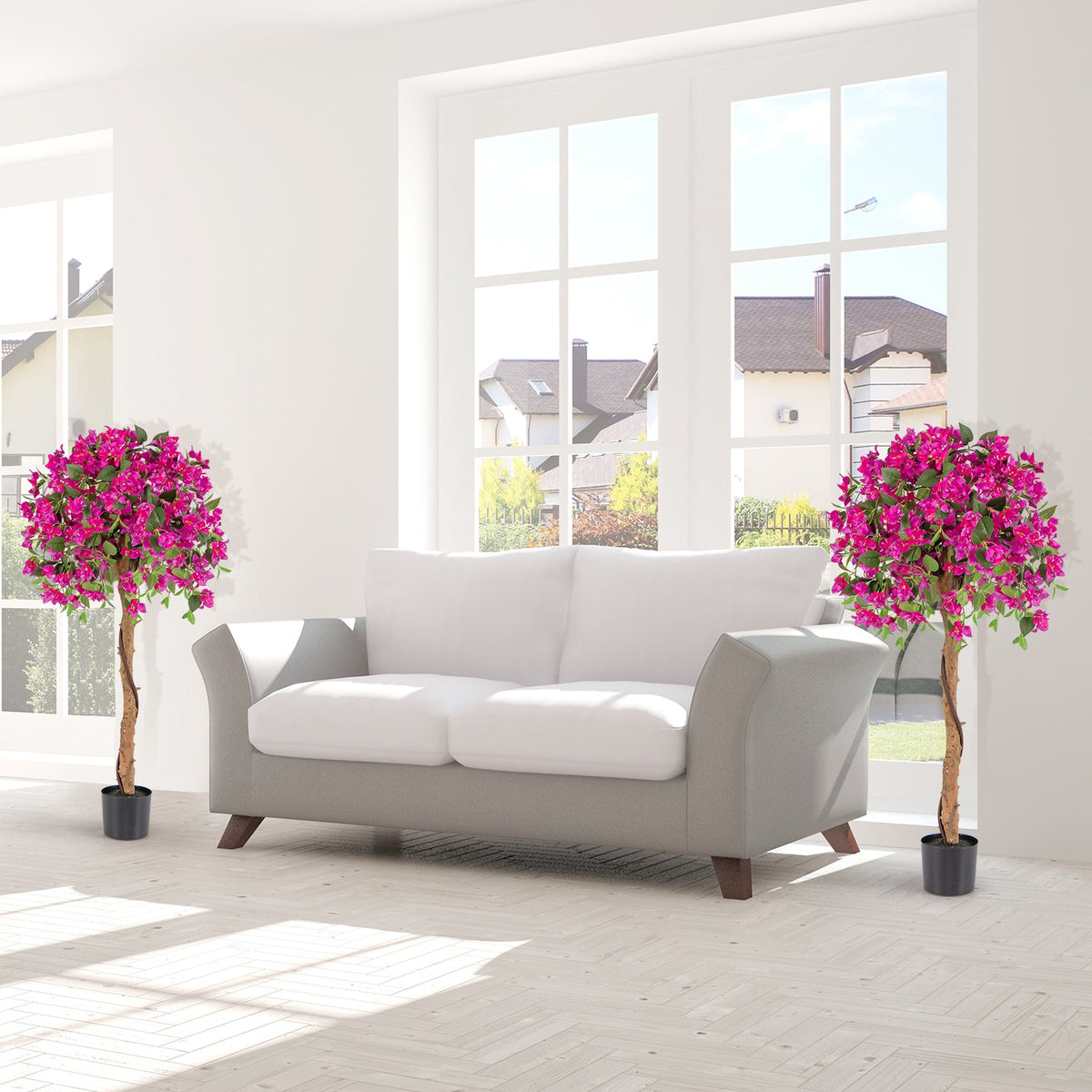 Faux Azalea Tree, 4.5 FT – Cement Pot