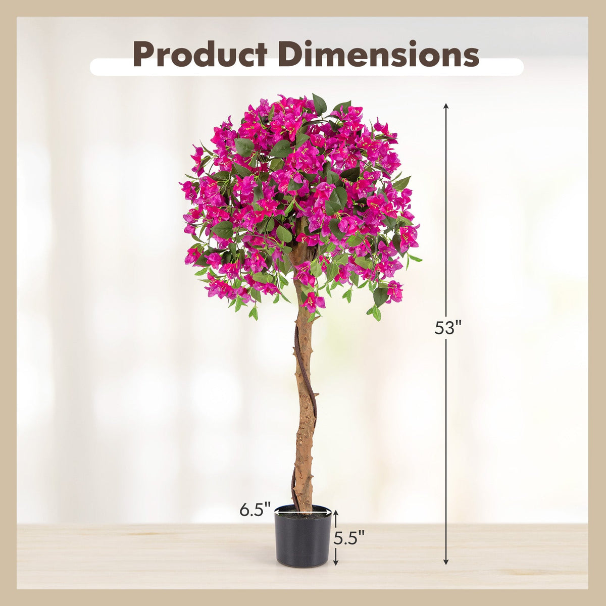 Faux Azalea Tree, 4.5 FT – Cement Pot