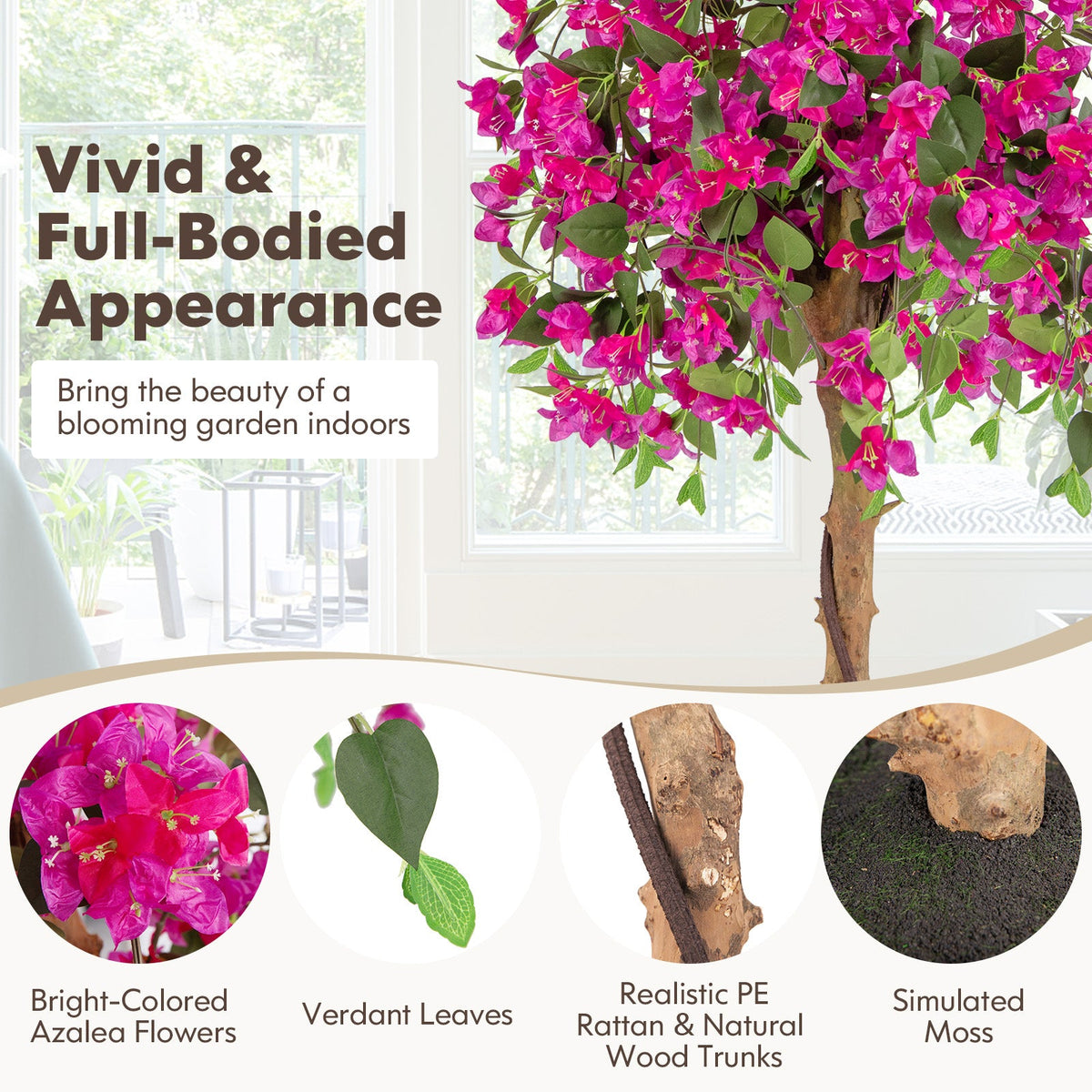 Faux Azalea Tree, 4.5 FT – Cement Pot