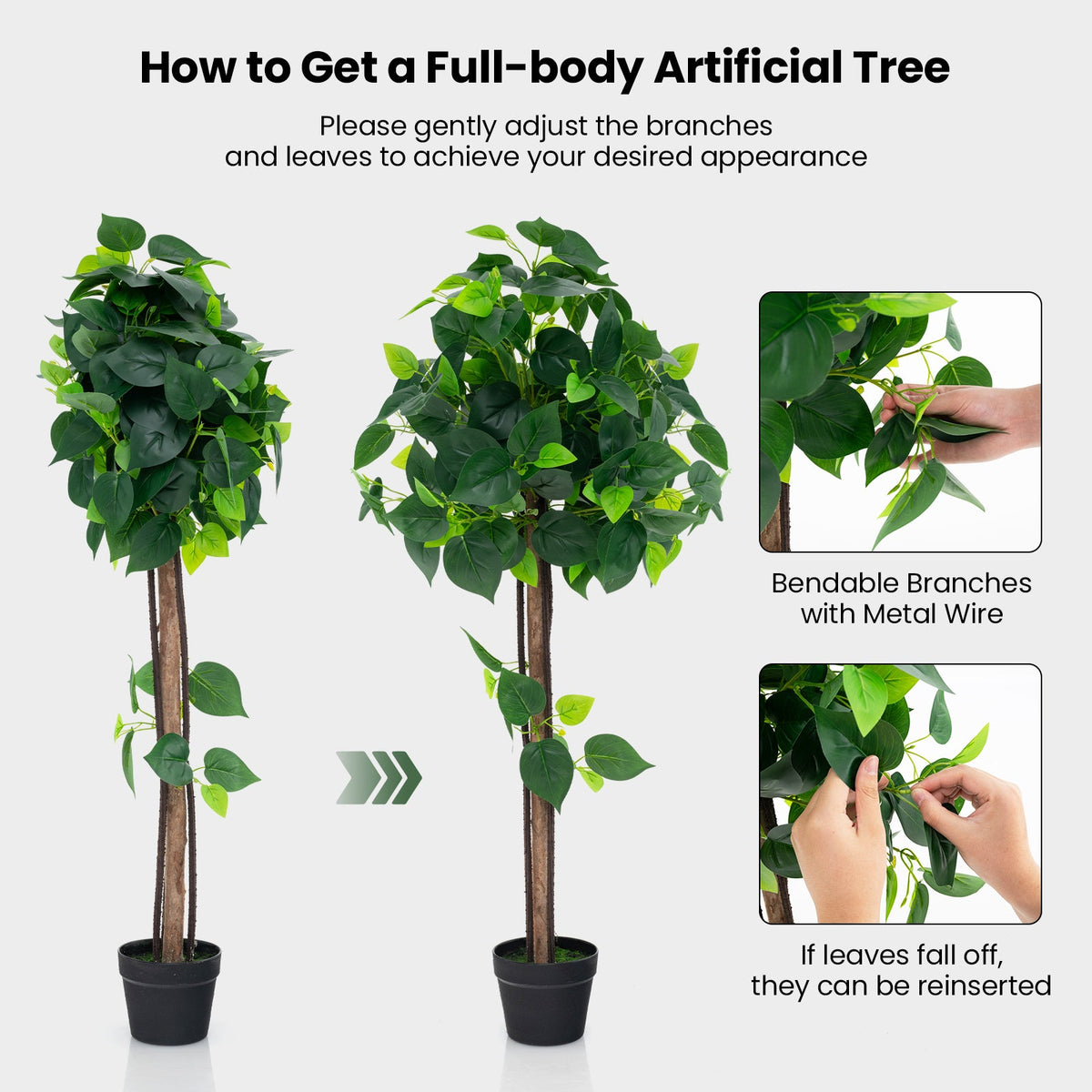 Faux Hydrangea Tree, 45" – Real Wood Trunk