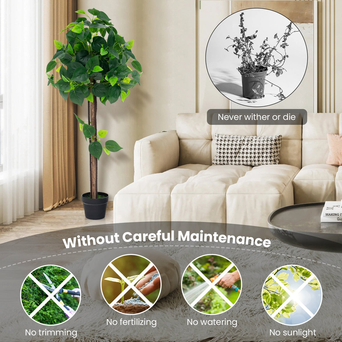 Faux Hydrangea Tree, 45" – Real Wood Trunk