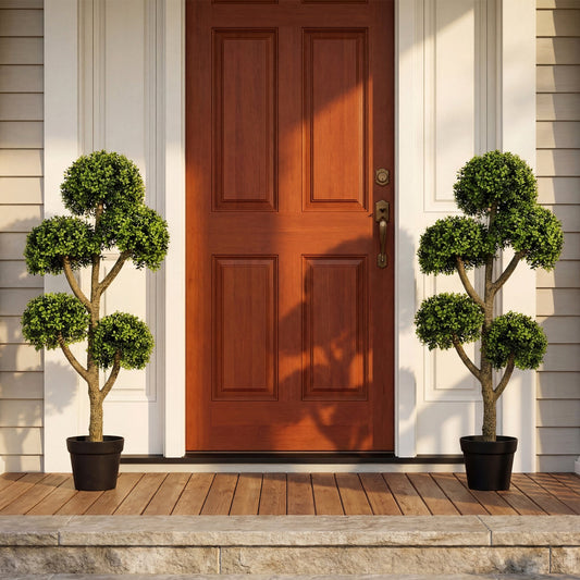 Faux Boxwood Topiary Tree, 46" – 5-Ball Design