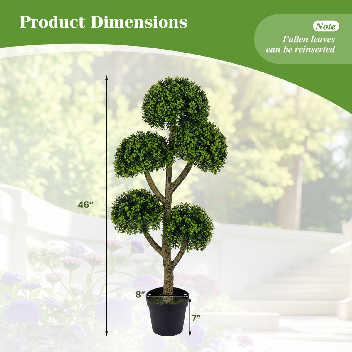 Faux Boxwood Topiary Tree, 46" – 5-Ball Design