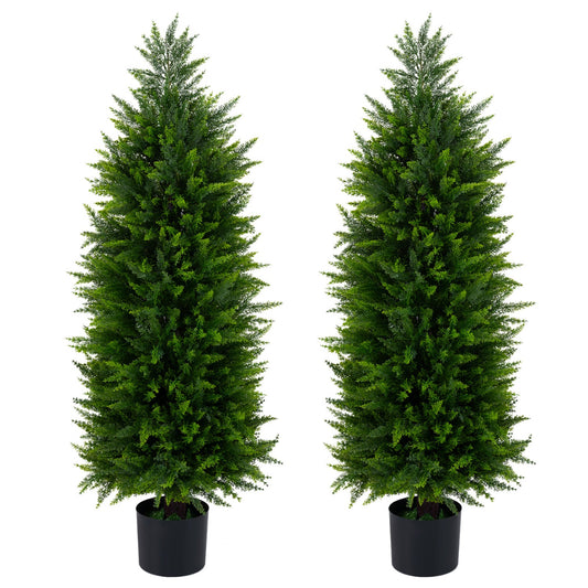 Faux Cedar Cypress Topiary Trees, 4 FT – Set of 2