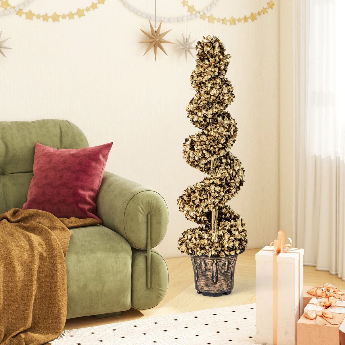 Faux Spiral Topiary Trees, 4 FT – Set of 2