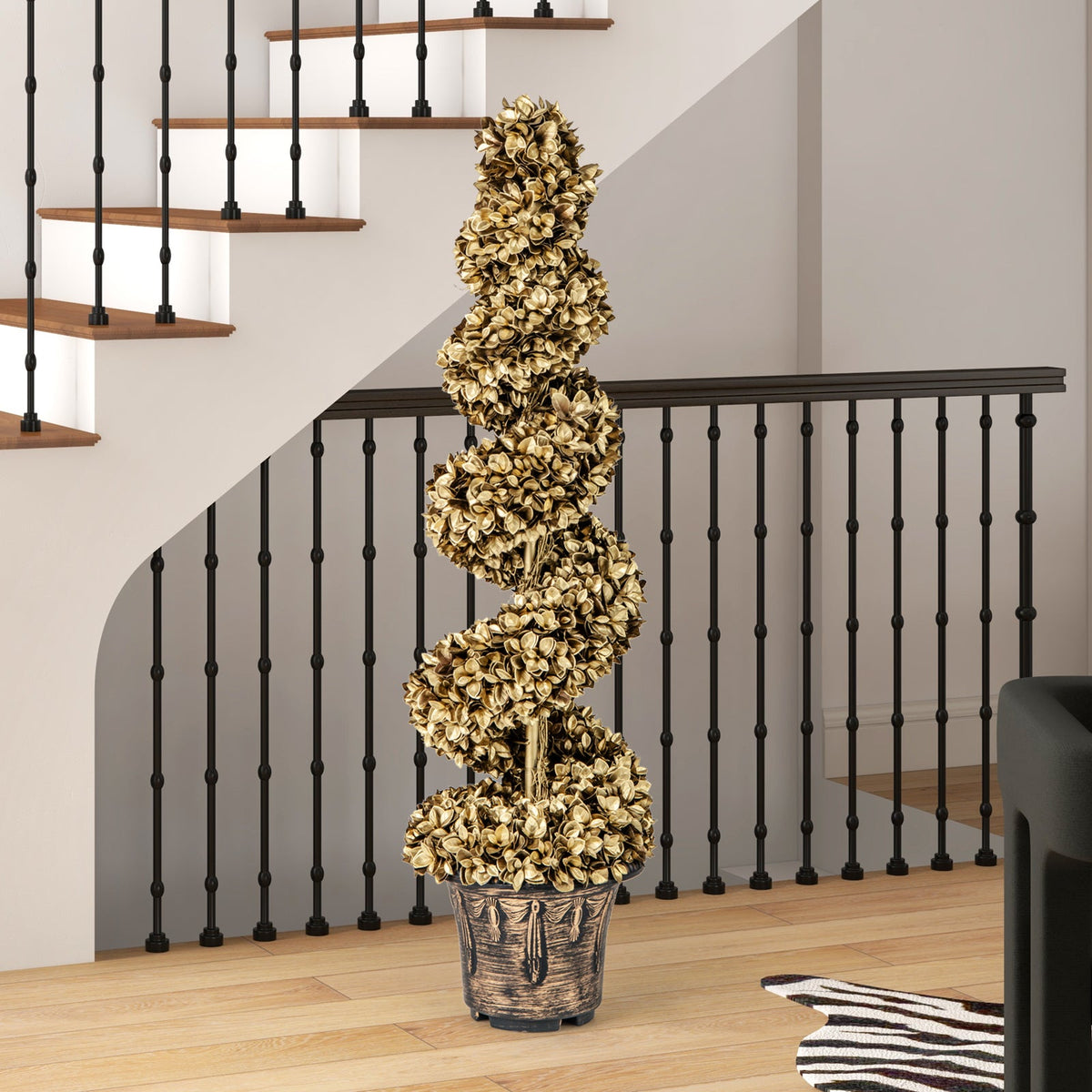 Faux Spiral Topiary Trees, 4 FT – Set of 2
