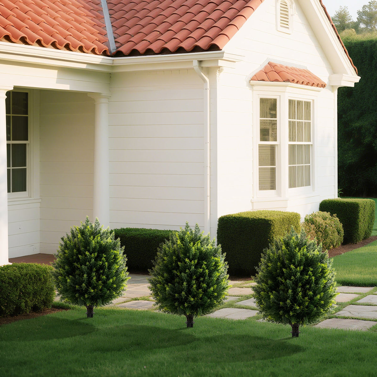 Faux Cypress Topiary Ball Tree, 24"
