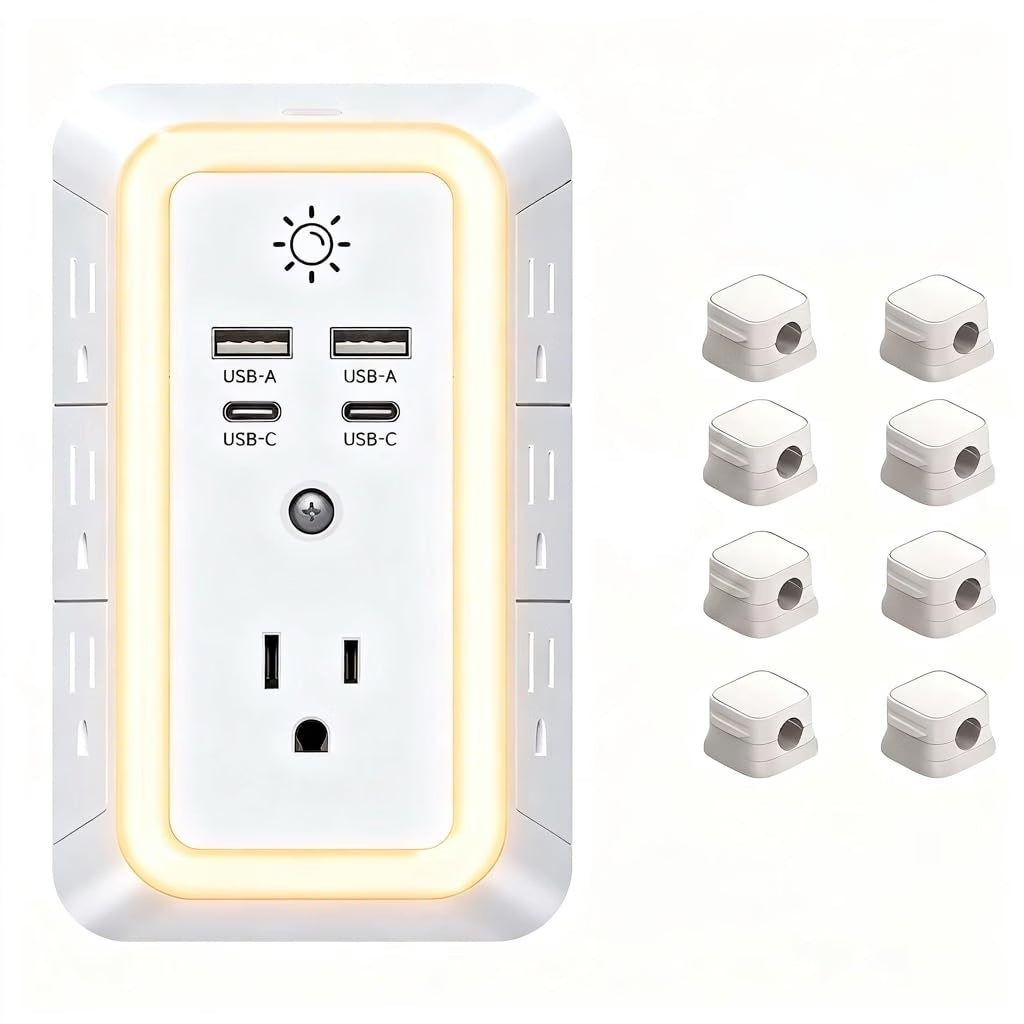 11-in-1 Multi Plug Outlet with 8 Cable Holders