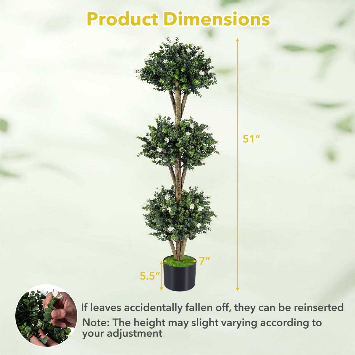 Faux Boxwood Topiary Tree, 51" – Triple Ball