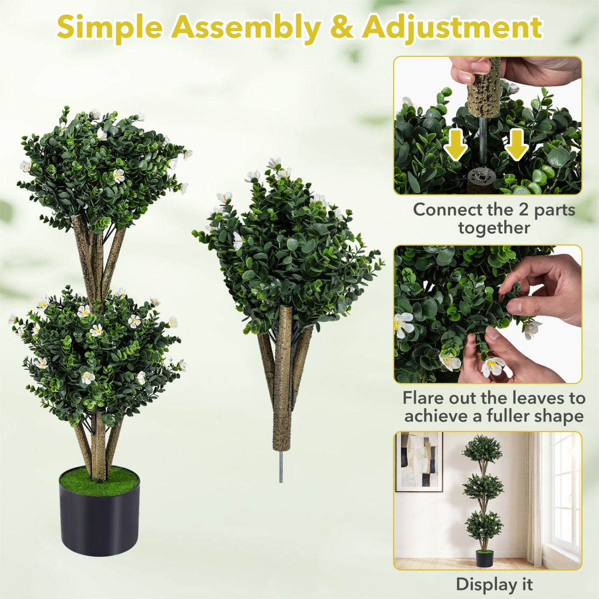 Faux Boxwood Topiary Tree, 51" – Triple Ball
