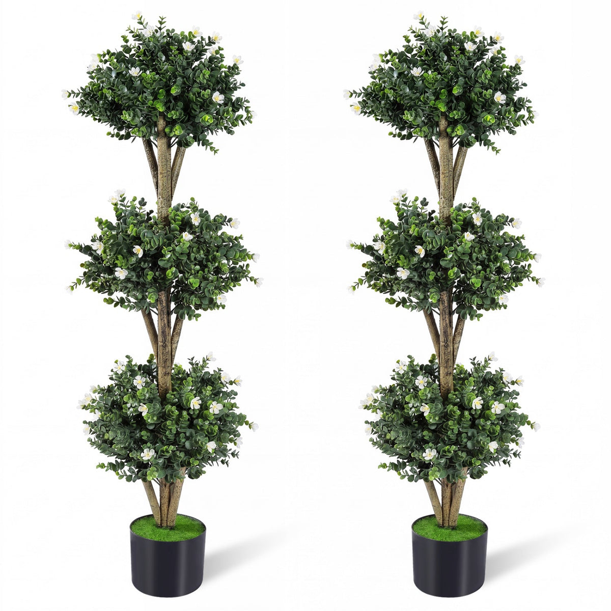 Faux Boxwood Topiary Trees, 51" – Triple Ball Set of 2