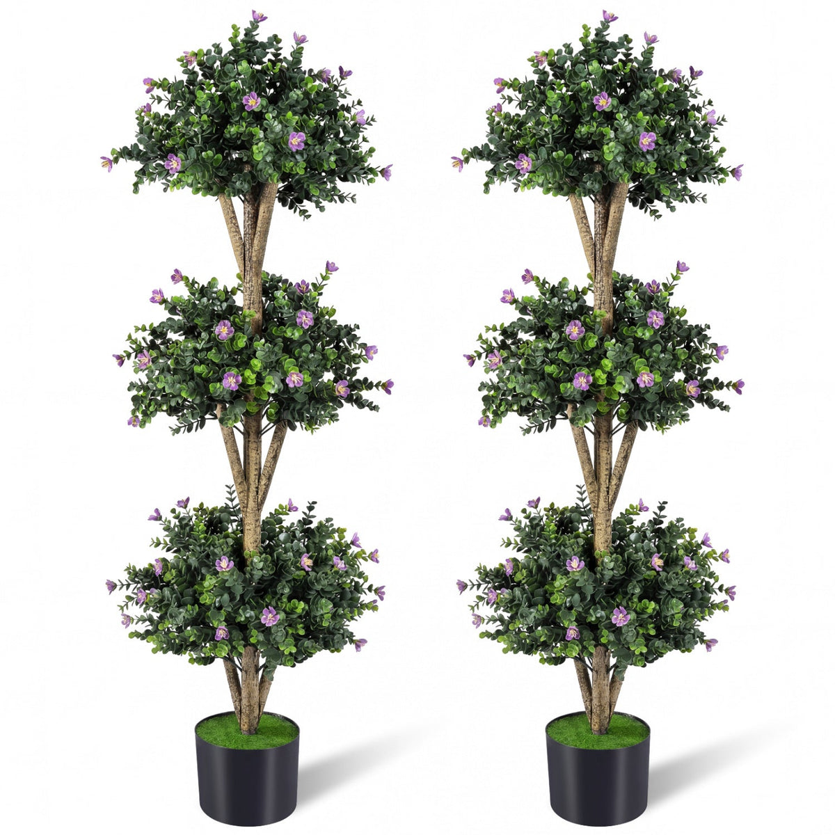 Faux Boxwood Topiary Trees, 51" – Triple Ball Set of 2