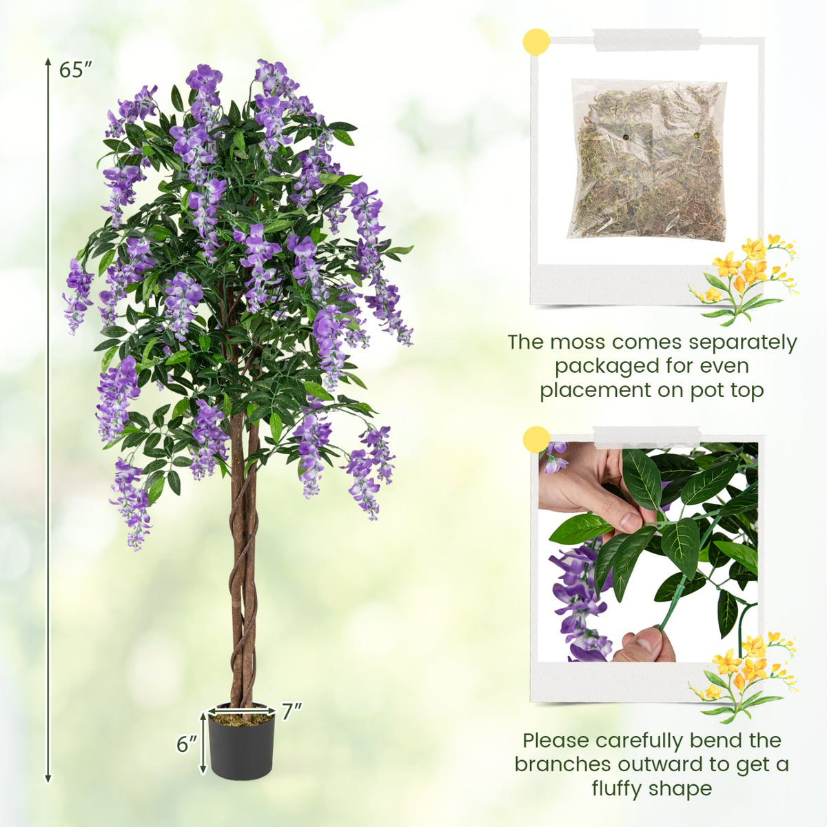 Faux Wisteria Trees, 5.5 FT – Set of 2