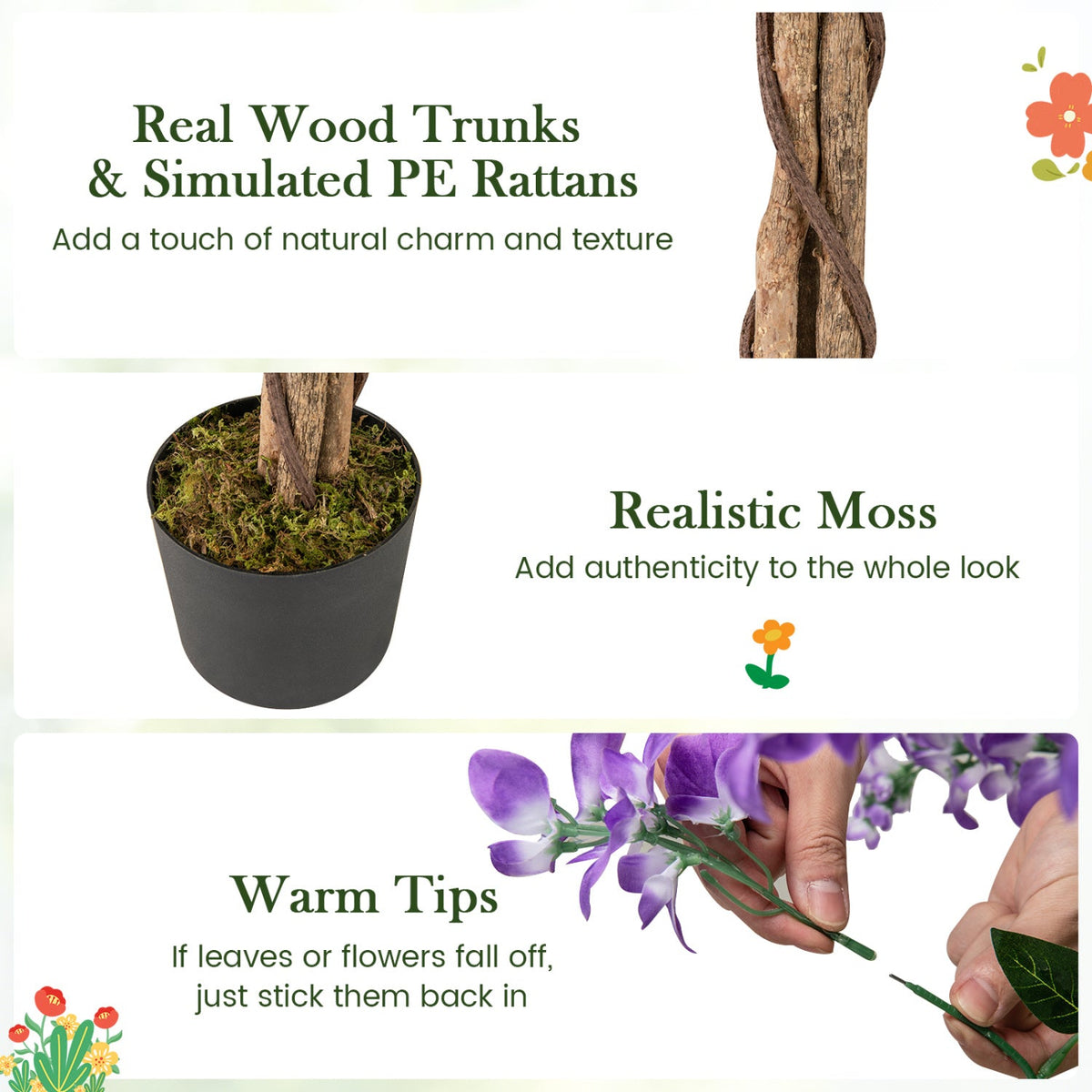 Faux Wisteria Trees, 5.5 FT – Set of 2