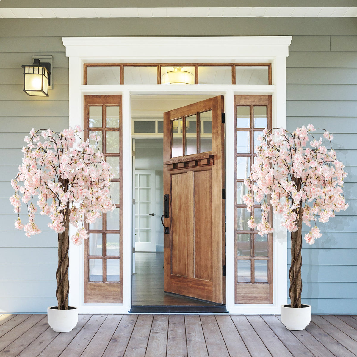 Faux Cherry Blossom Trees, 5.5 FT – Set of 2, Pink & White Blooms