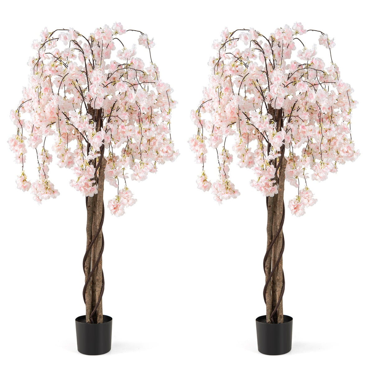 Faux Cherry Blossom Trees, 5.5 FT – Set of 2, Pink & White Blooms
