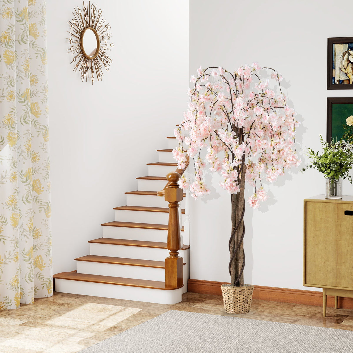 Faux Cherry Blossom Trees, 5.5 FT – Set of 2, Pink & White Blooms