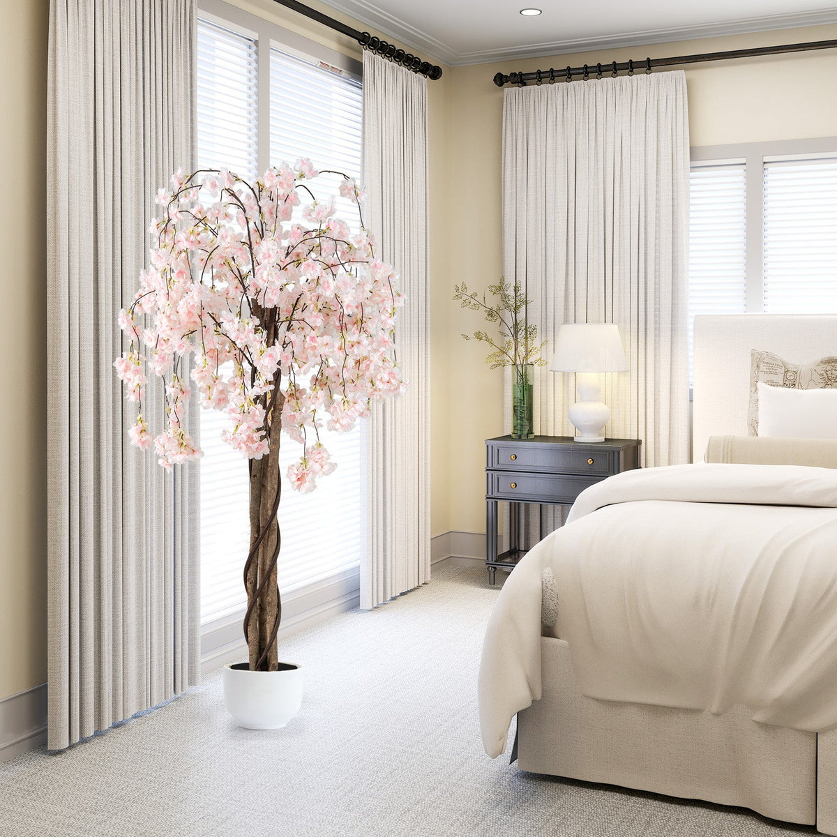 Faux Cherry Blossom Trees, 5.5 FT – Set of 2, Pink & White Blooms