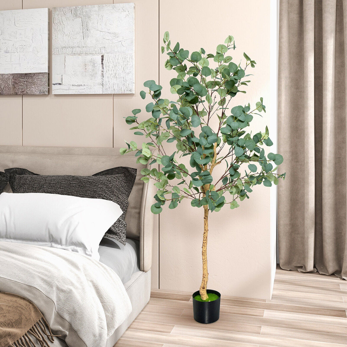 Faux Eucalyptus Tree, 5.5 FT – Silver Dollar Leaves