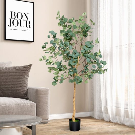 Faux Eucalyptus Tree, 5.5 FT – Silver Dollar Leaves