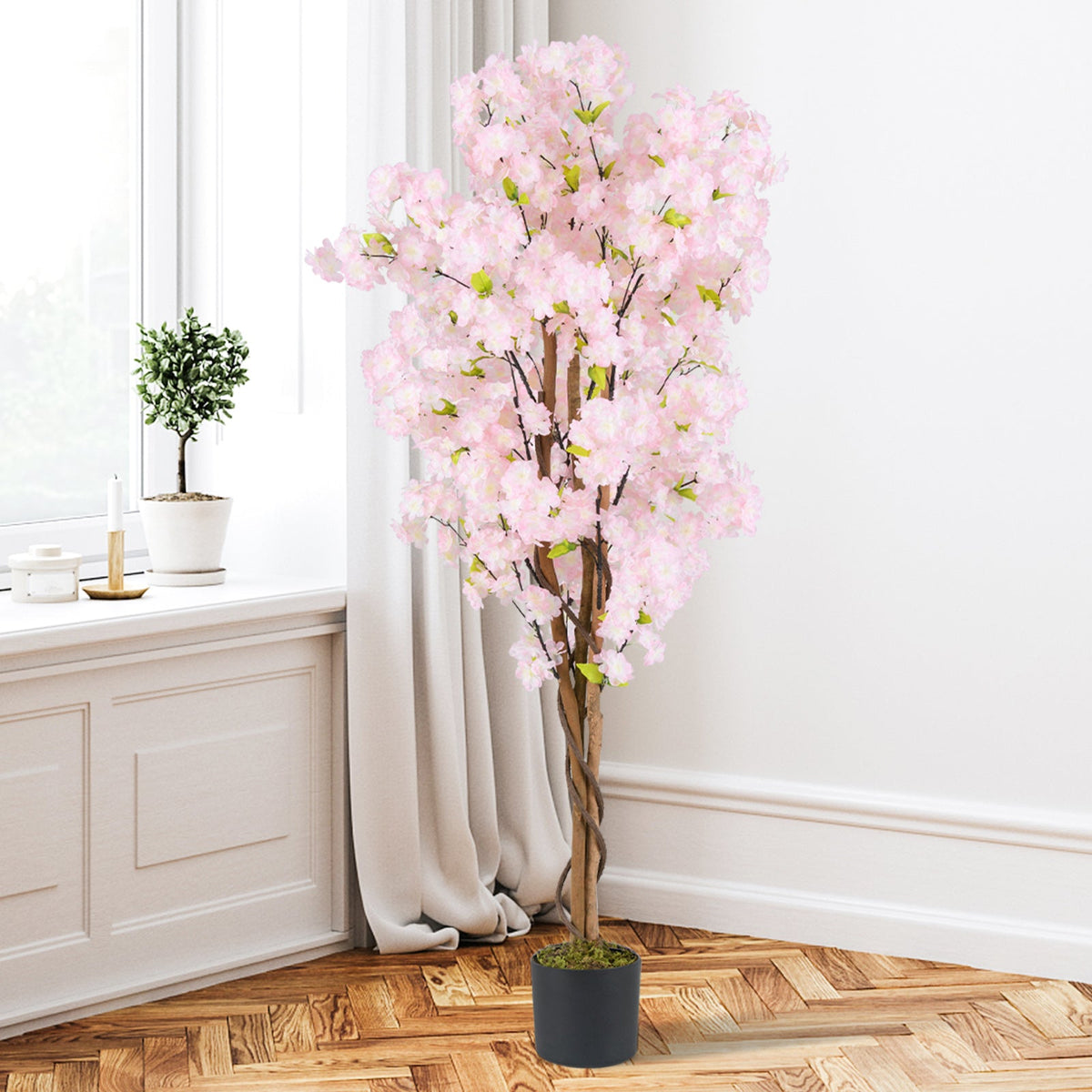 Faux Cherry Blossom Tree, 5 FT – Pink Blooms