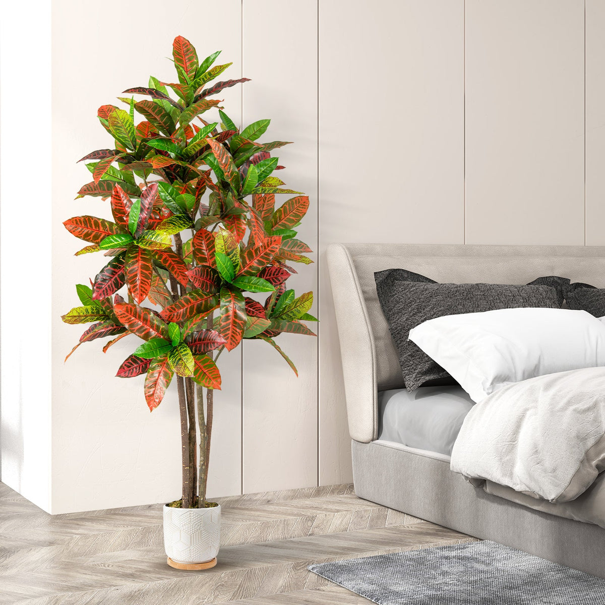 Faux Gradient Croton Plant, 5 FT – Nursery Pot
