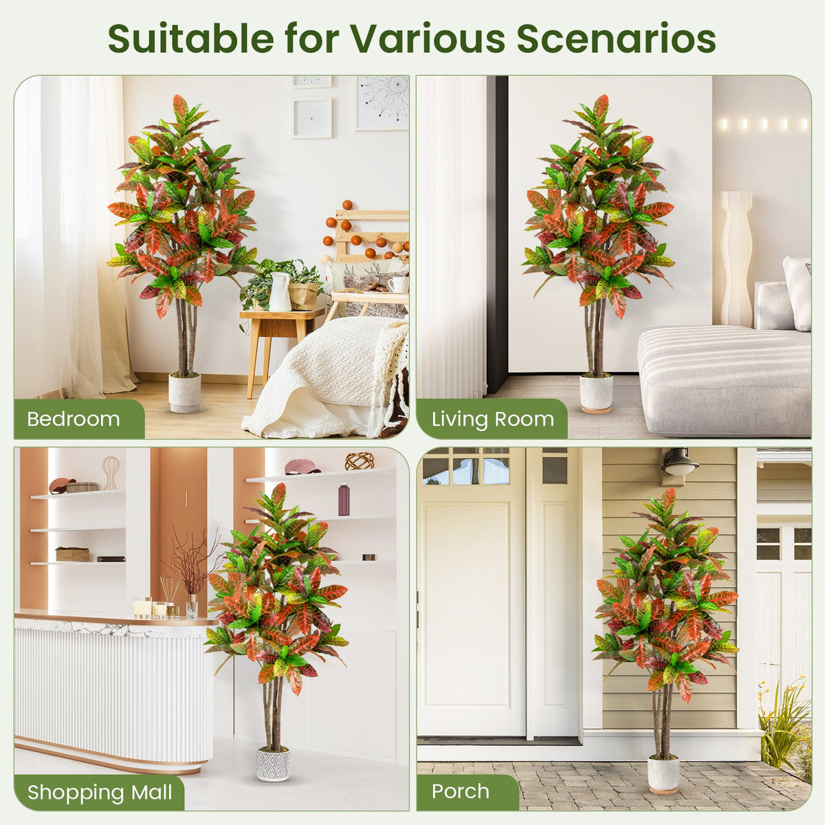 Faux Gradient Croton Plant, 5 FT – Nursery Pot