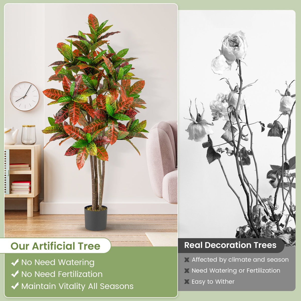 Faux Gradient Croton Plant, 5 FT – Nursery Pot