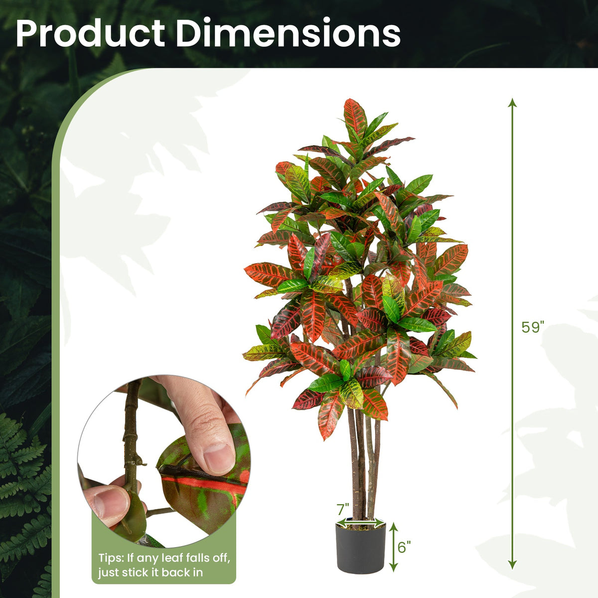 Faux Gradient Croton Plant, 5 FT – Nursery Pot