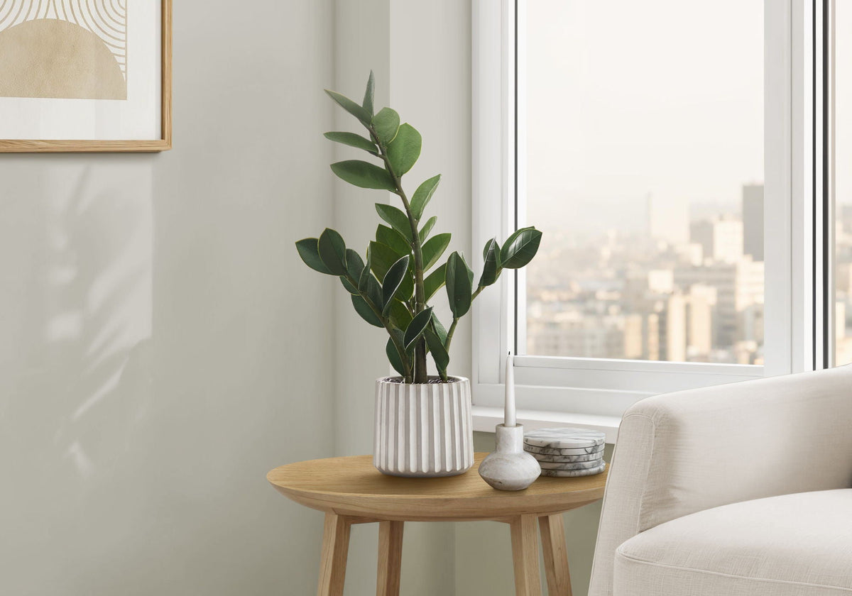 20" Tall, Artificial Plant, Zz, Indoor, Faux, Fake, Table, Greenery, Potted, Real Touch, Decorative - Green