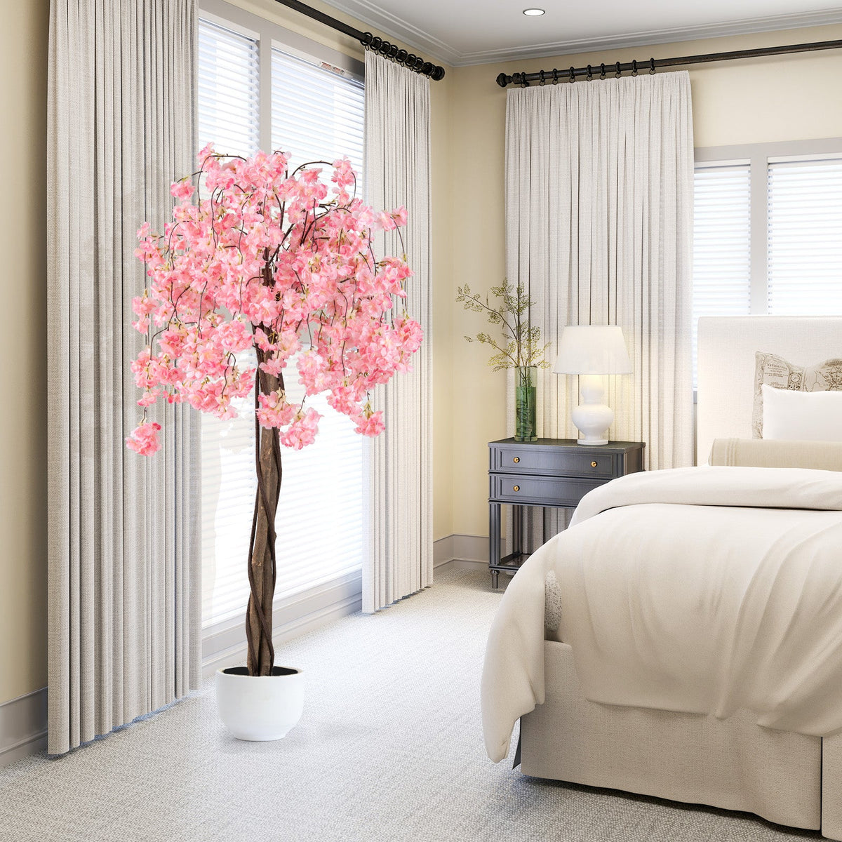 Faux Cherry Blossom Trees, 5.5 FT – Set of 2, Pink & White Blooms