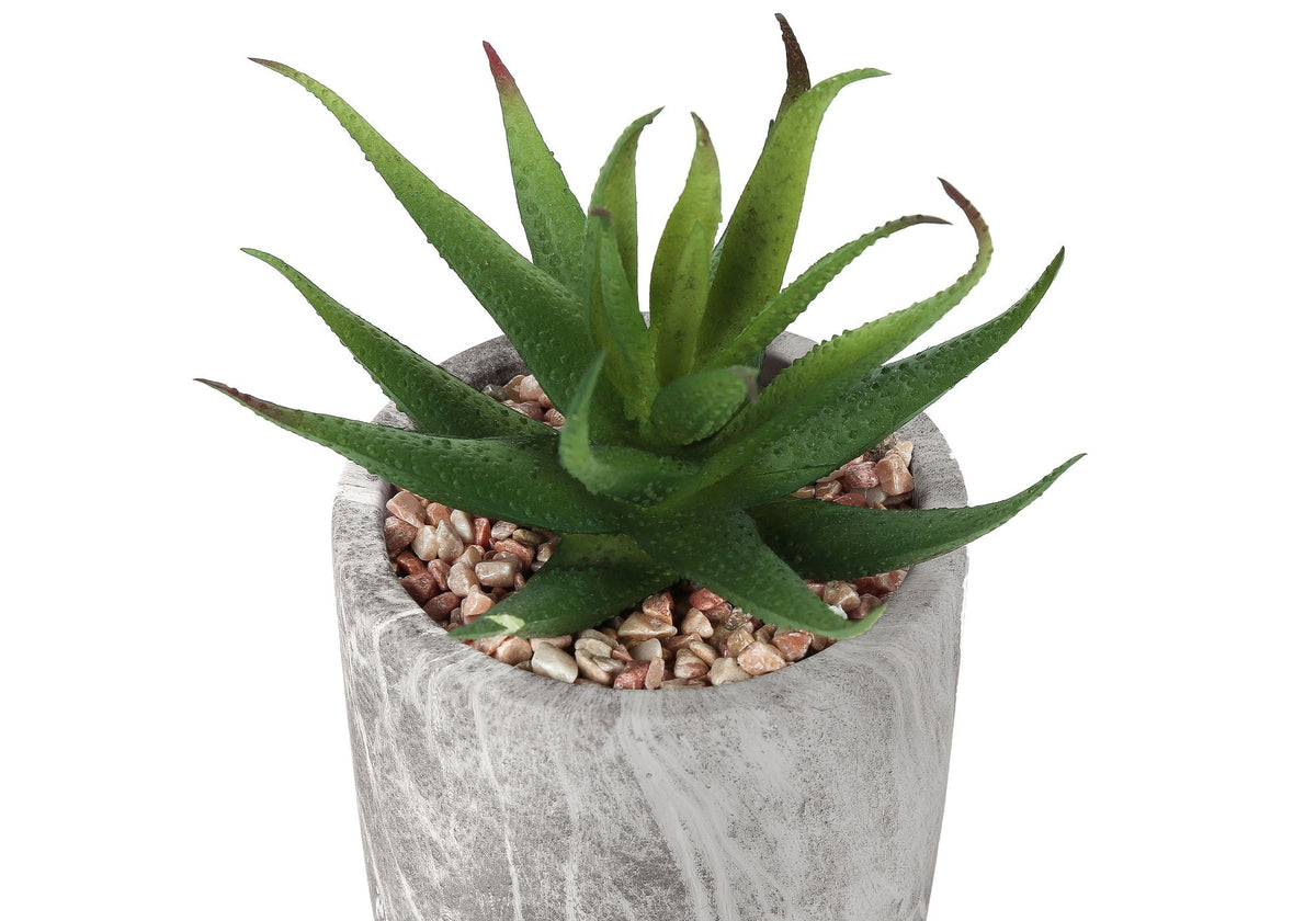 6" Tall, Artificial Plant, Succulent, Indoor, Faux, Fake, Table, Greenery, Potted, Decorative (Set of 2) - Green
