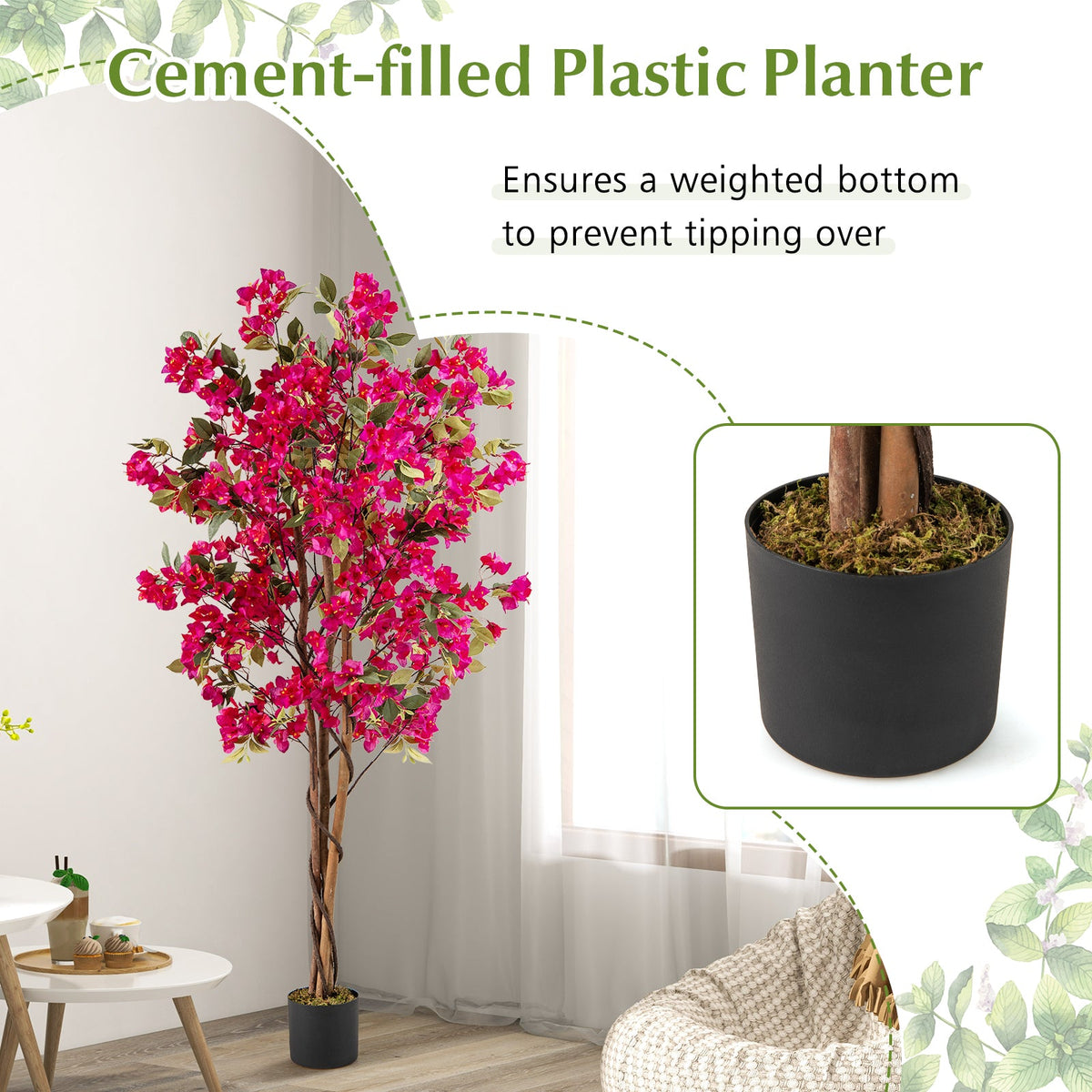 Faux Bougainvillea Tree, 6 FT