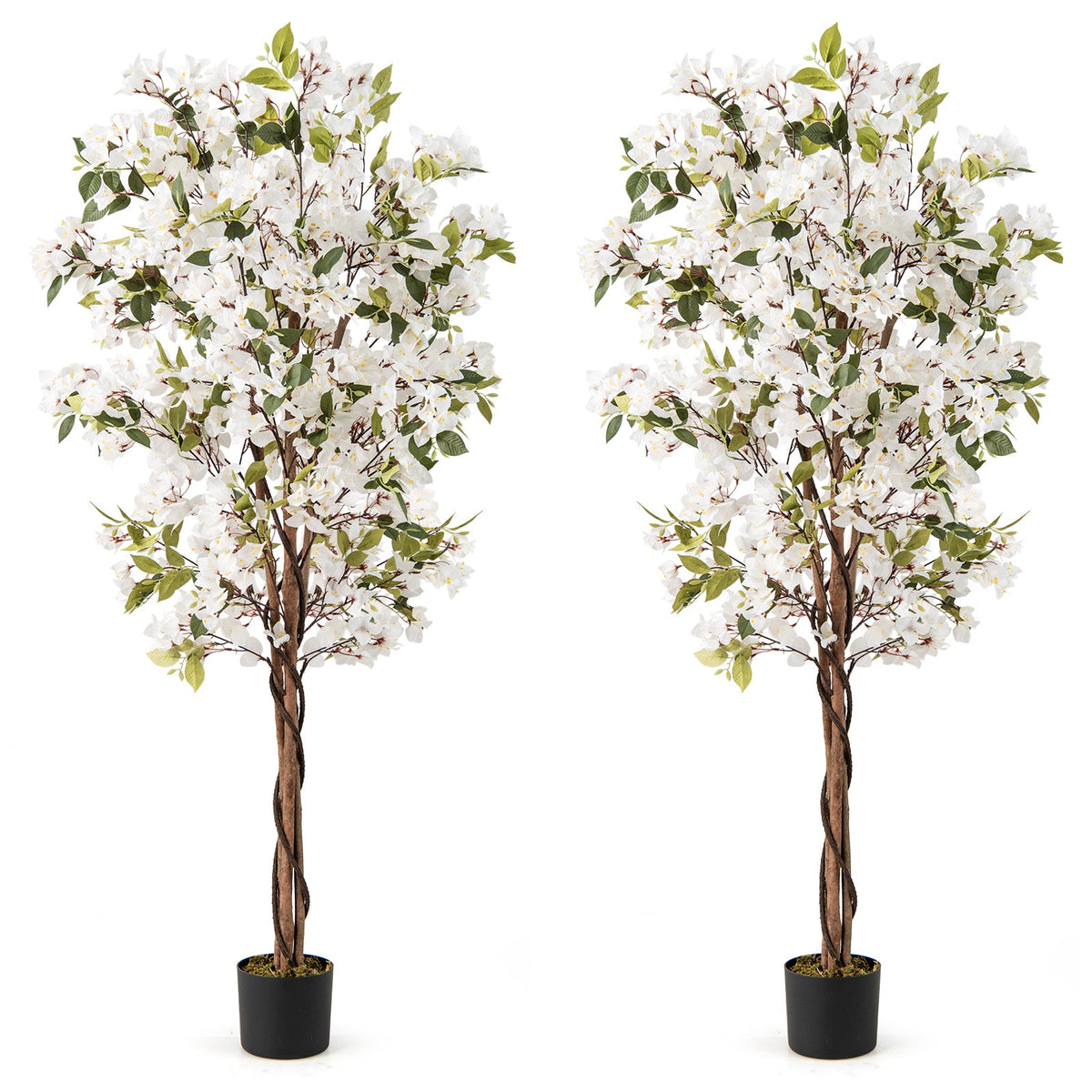 Faux Bougainvillea Tree, 6 FT – White Blooms