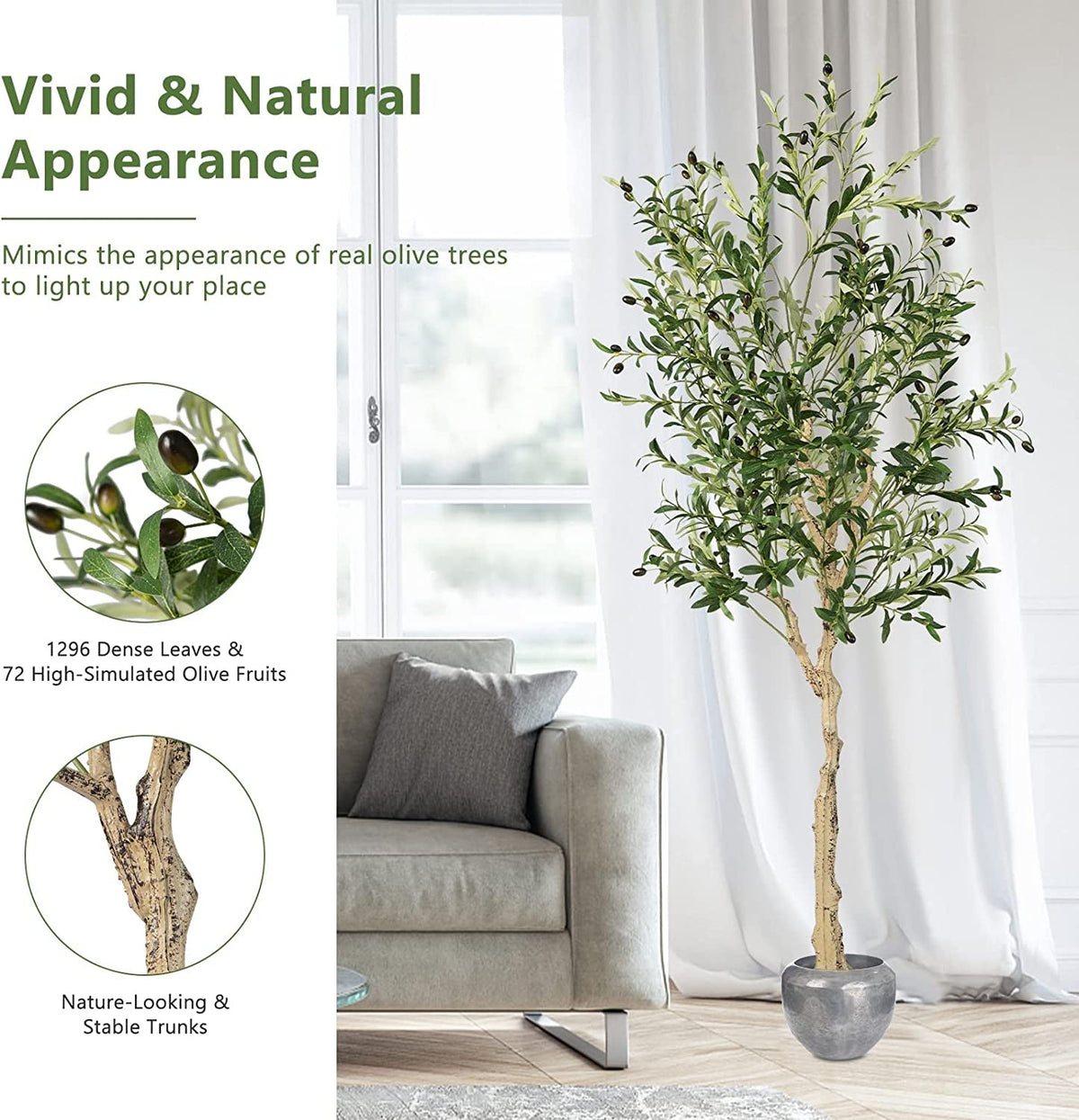 Faux Olive Tree, 6 FT – Cement Pot