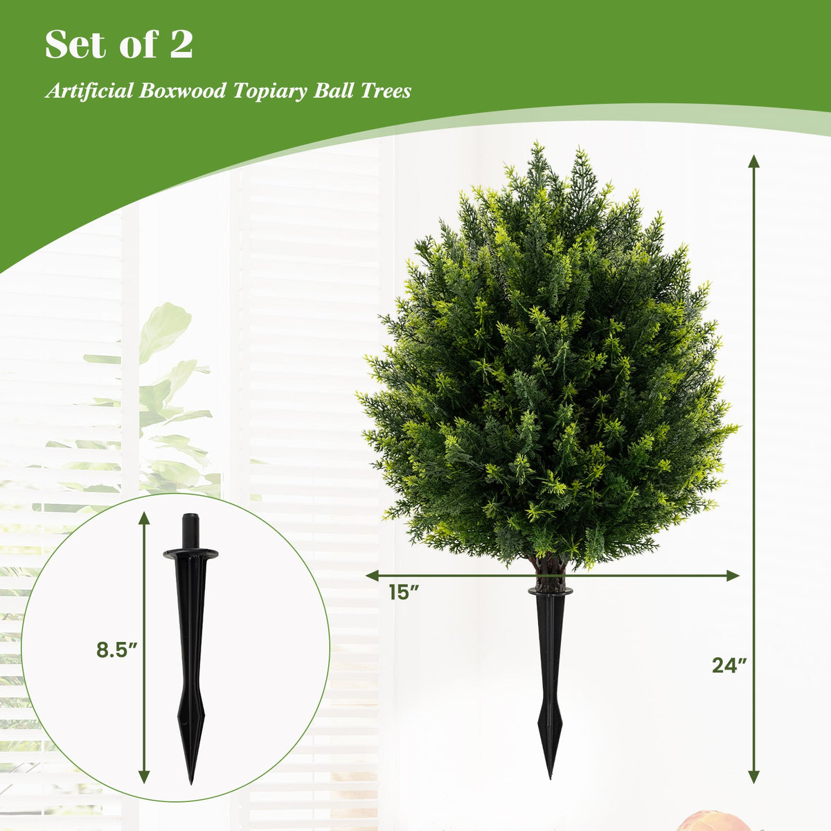Faux Cypress Topiary Ball Tree, 24"