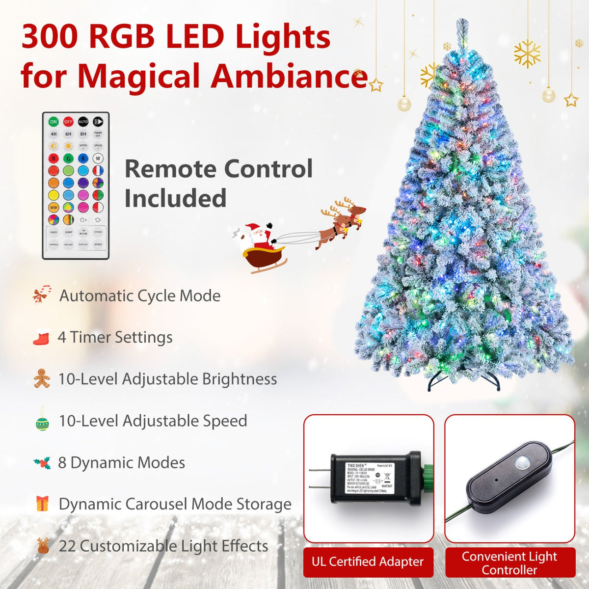 Smart Pencil Christmas Tree, 6 FT – RGB Lights & Music Sync