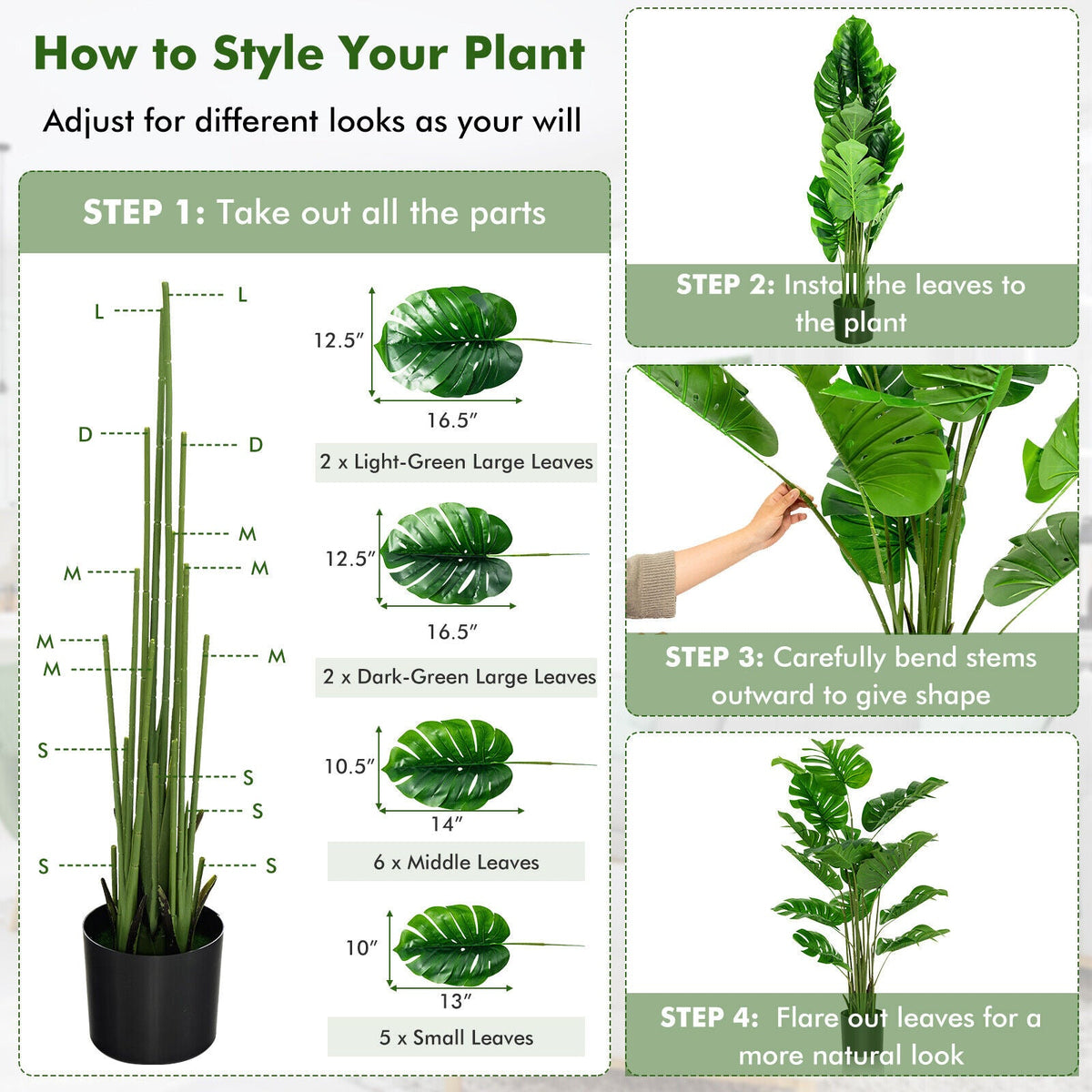 Faux Monstera Trees, 5 FT – Set of 2