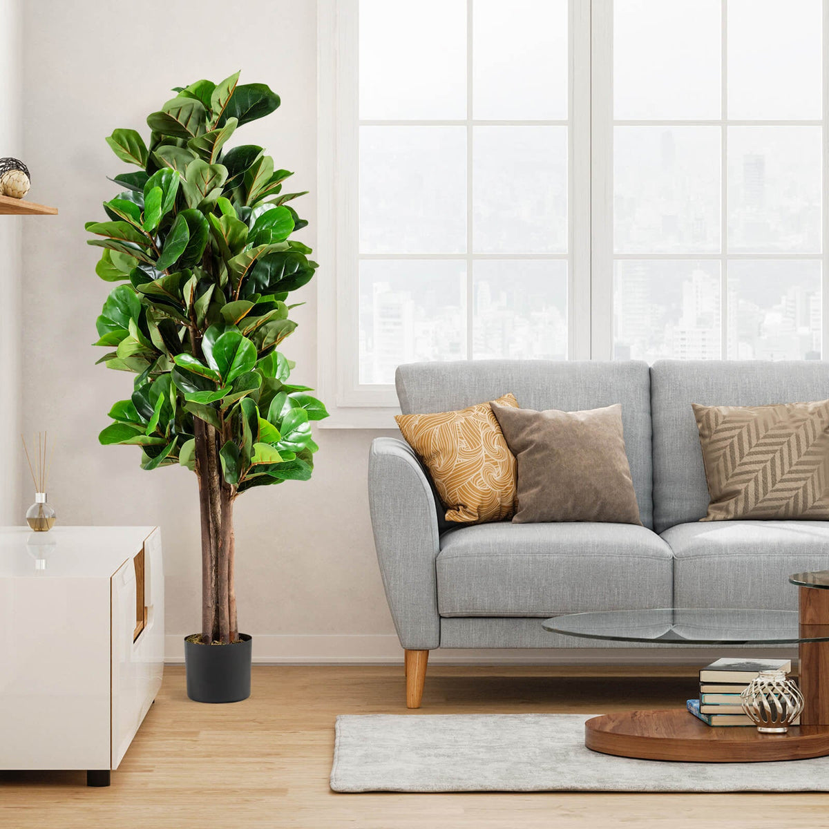 Faux Fiddle Leaf Fig Tree, 5 FT – Decorative Planter