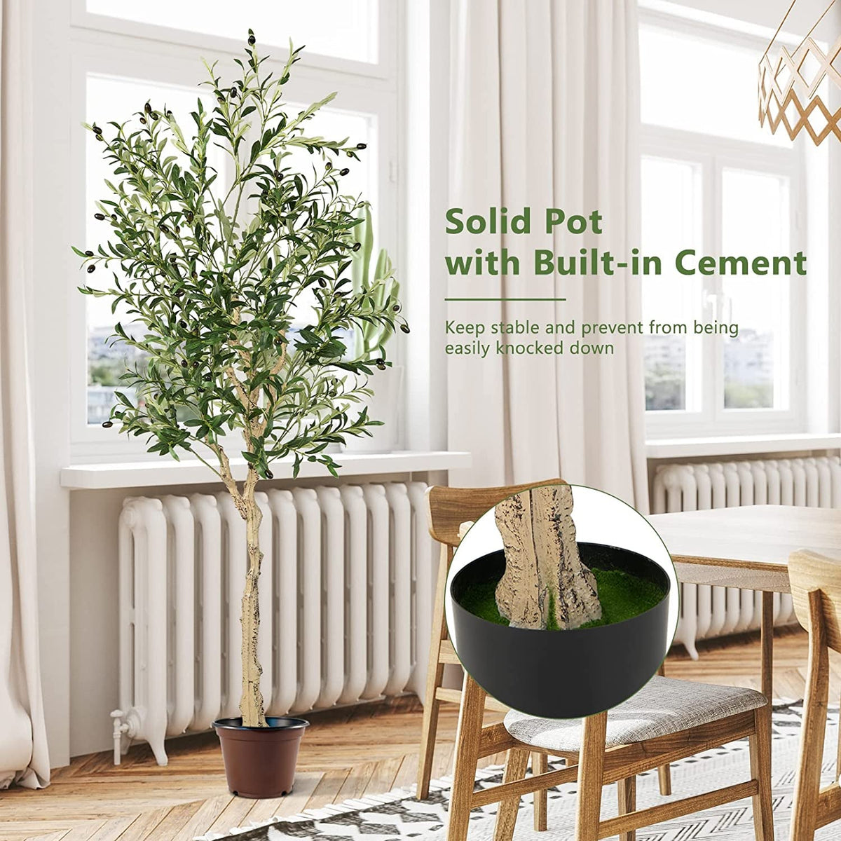 Faux Olive Tree, 6 FT – Cement Pot