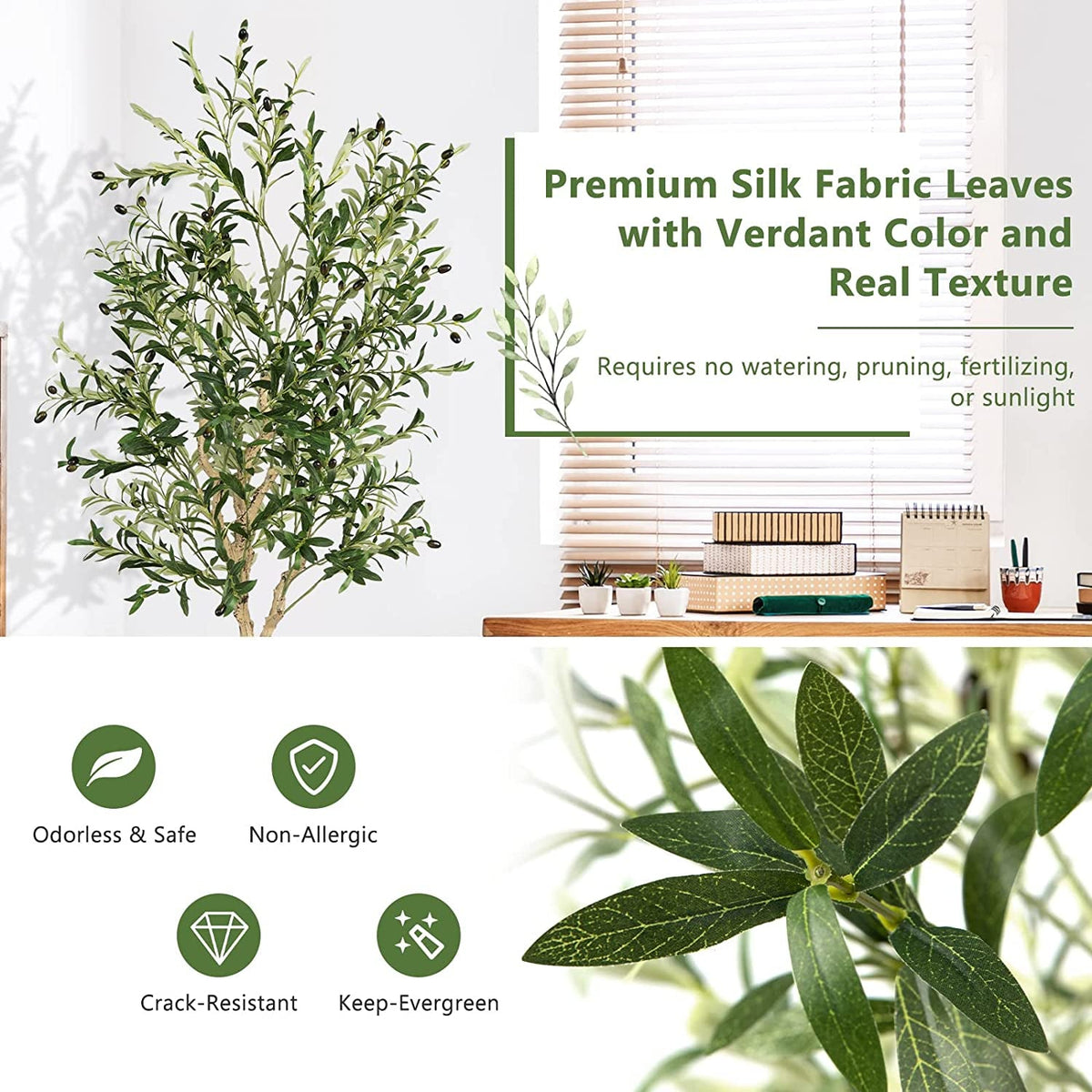 Faux Olive Tree, 6 FT – Cement Pot