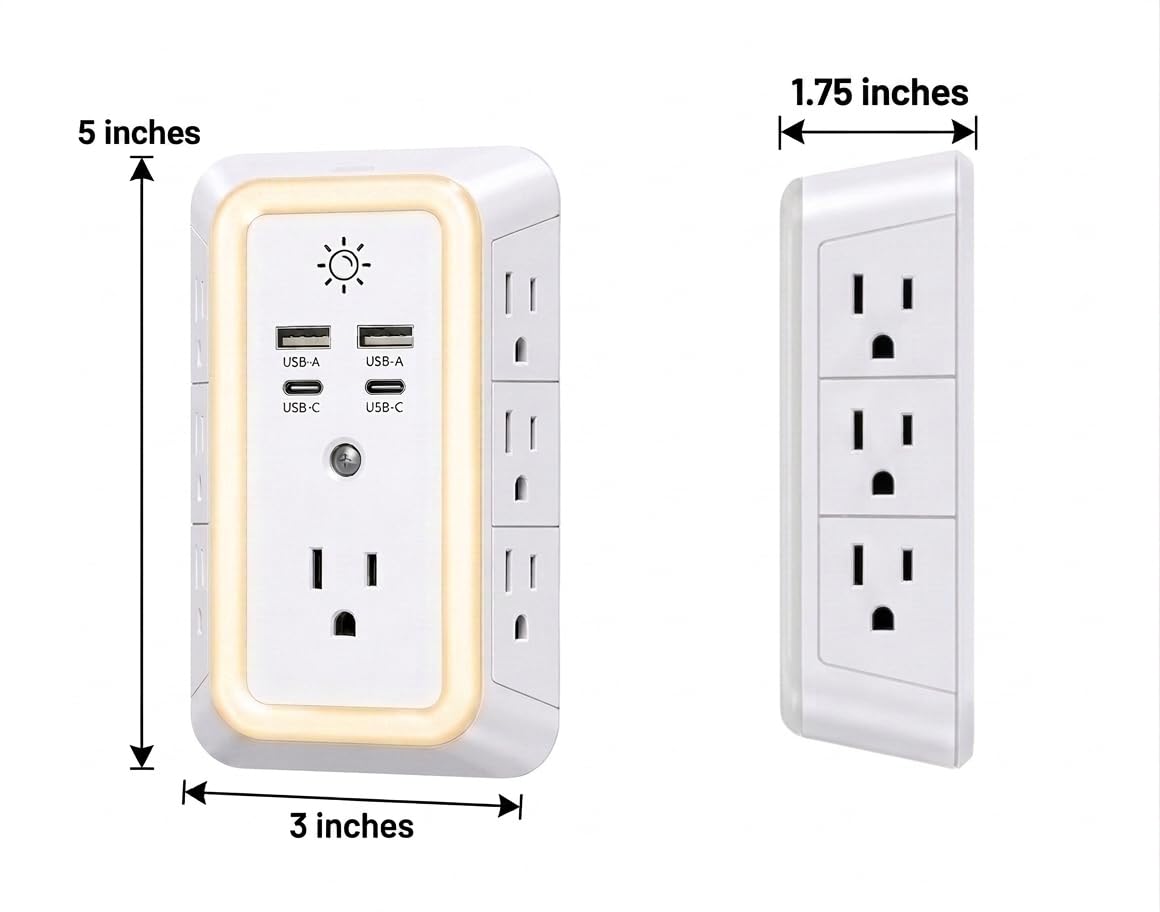 11-in-1 Multi Plug Outlet with 8 Cable Holders