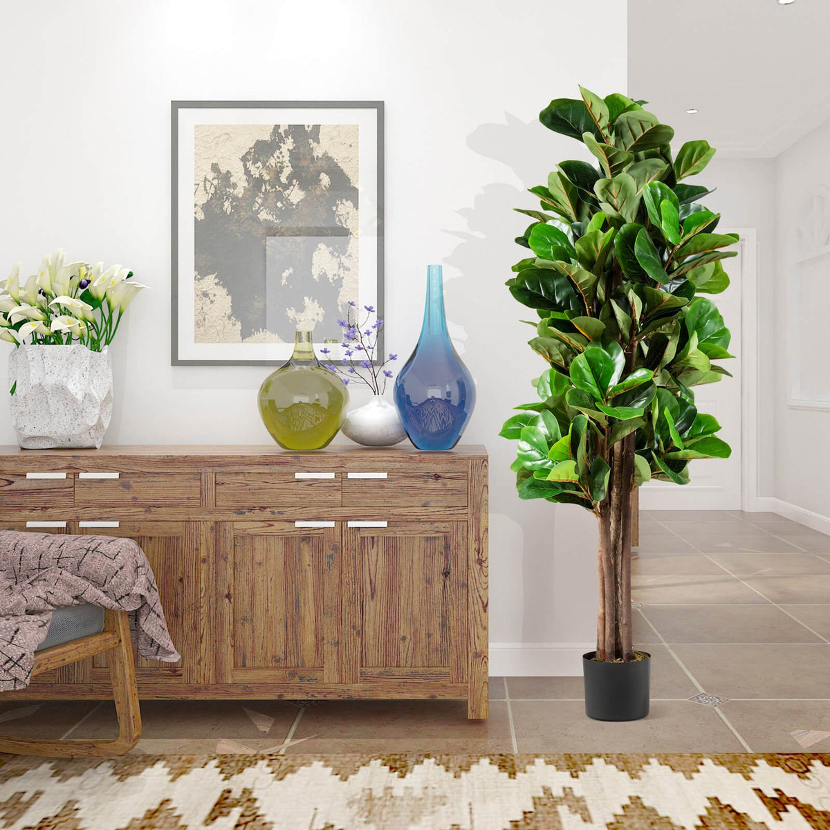 Faux Fiddle Leaf Fig Tree, 5 FT – Decorative Planter