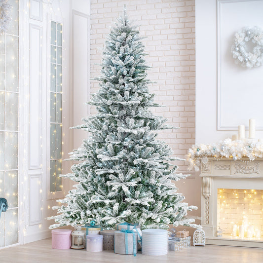 Snow-Flocked Christmas Tree, 8 FT – Cool White LED Lights